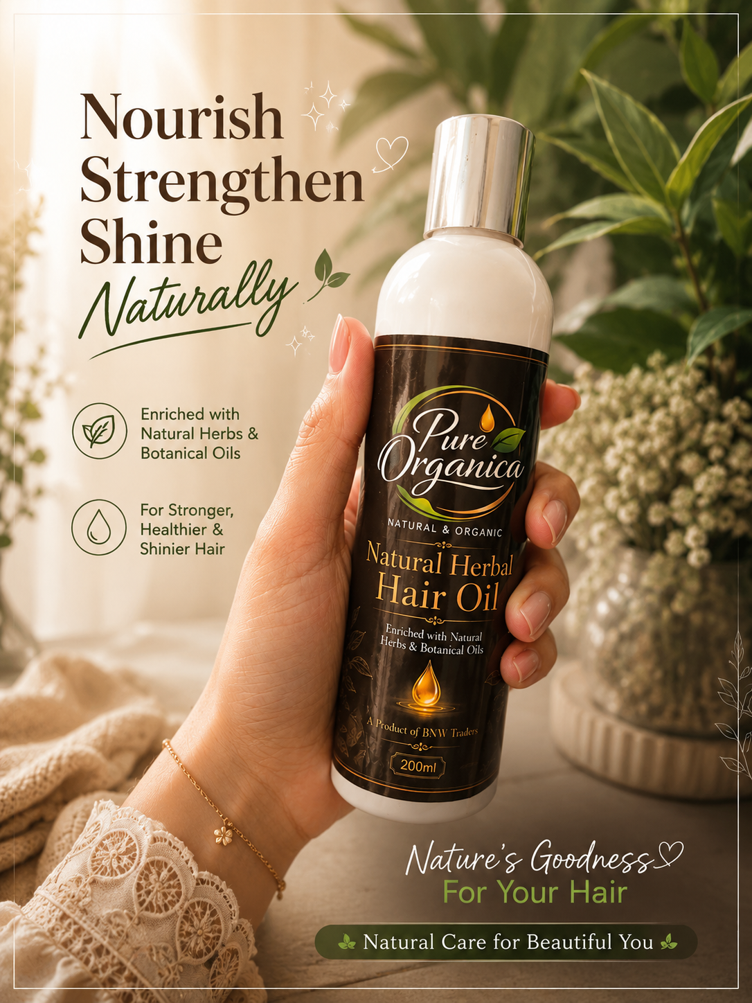Pure Organica Natural Herbal Hair Oil (Pack of 2) – Rosemary, Amla & Hibiscus Hair Growth Oil | 20% OFF